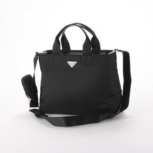 PRADA Hand Tote Bag ReNylon Zipper Tote with SD Card/NERO